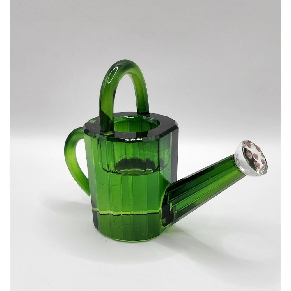 Crystal Watering Can Simon Design (SD) Green with Pink Rhinestones EUC